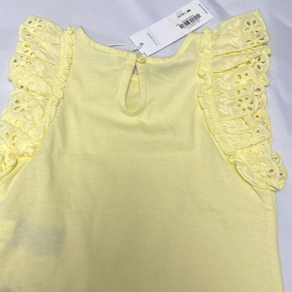 Janie and Jack 100049046 Girl Yellow  Eyelet Flutter Sleeve Top NWT size 6-12 m - Picture 10 of 11